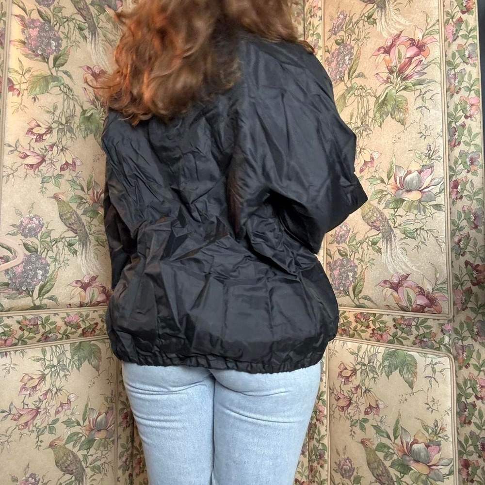 Cardinal Vintage 1960s Black Rain Jacket Mens XL Windbreaker Bomber Coach - Picture 3 of 6